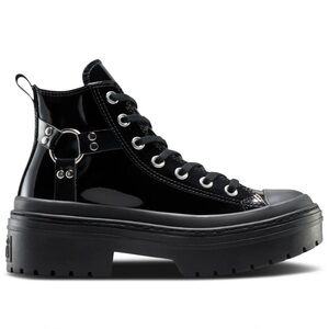 Converse Chuck Taylor All Star Lugged Heel Platform High Black Patent size 9 NEW